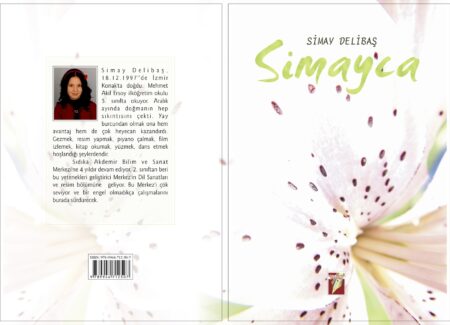 Simay Delibaş - Simayca kitap kapağı, beyaz zambak çiçeği temalı estetik ve zarif tasarım.